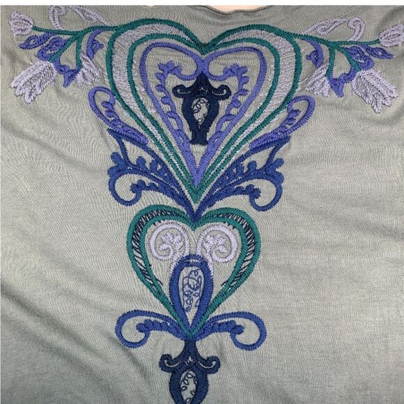 Johnny Was JW Los Angeles Embroidered Blue Ombré Cotton Tunic/Dress Women's SZ L - Picture 5 of 7